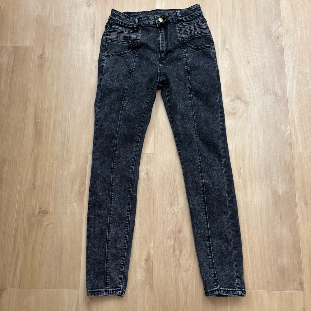 Romwe Women’s Distressed Black Skinny‎ Jeans 6
